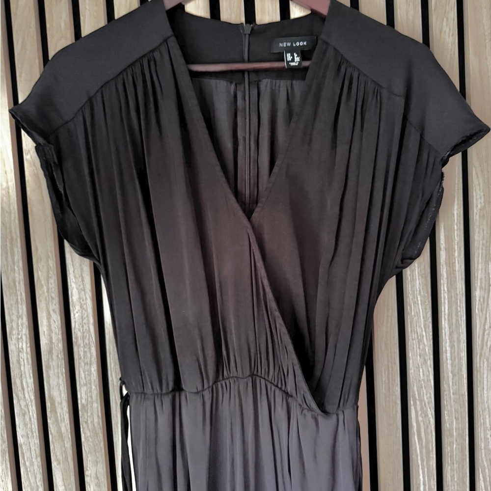 New Look Black Wide Leg Wrap Jumpsuit
